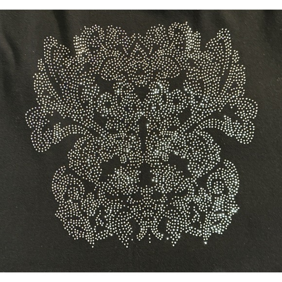 Chico's Zenergy Black Rhinestone Top 3/4 Sleeve Size 3 - Picture 9 of 9